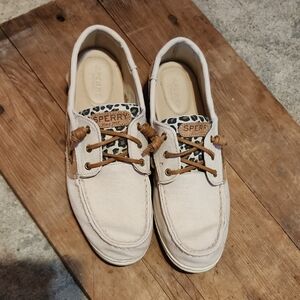 Sperry Top-Sider Songfish Animal Print Boat Shoe Linen Multi Textile  Size 11